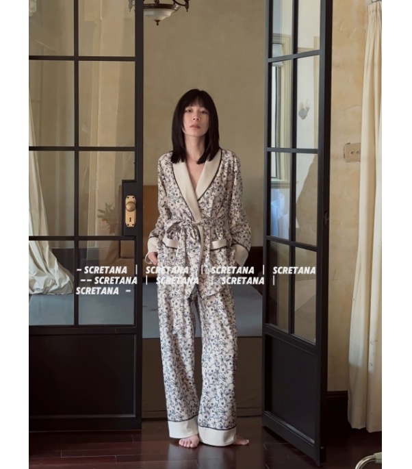 SCRETANA/安娜的秘密浅唱法式宫廷手工棉家居服套装