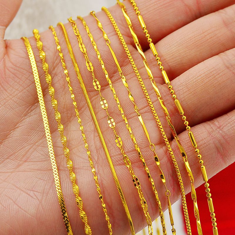 铜合金项链 正品黄金色项链不掉色女金店同款细锁骨时尚设计细款