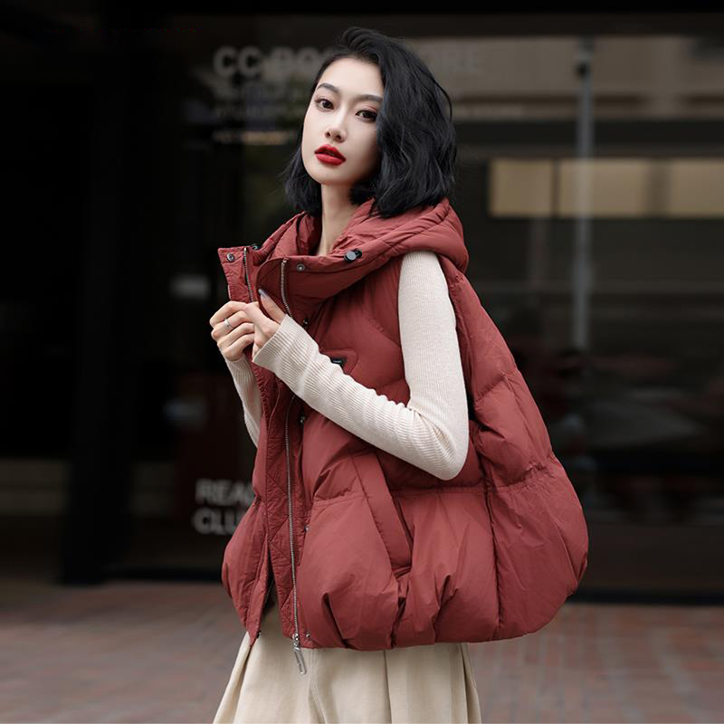 今年流行爆款马甲女2025秋冬外穿连帽棉服马夹宽松休闲气质背心