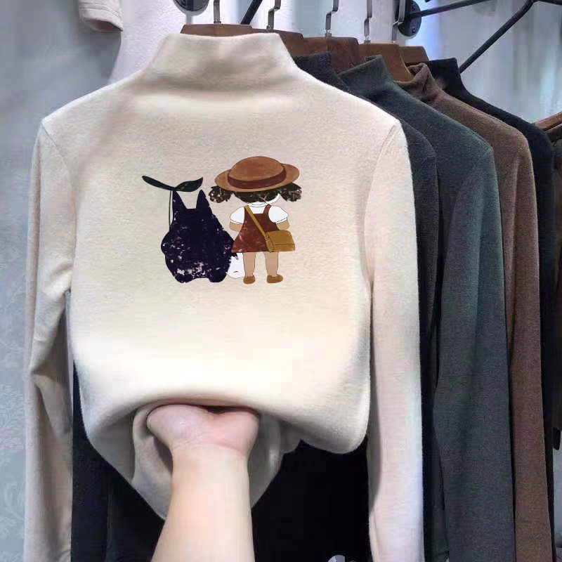 中大童女童半高领打底衫秋冬加厚内搭长袖T恤女宝宝德绒保暖上衣