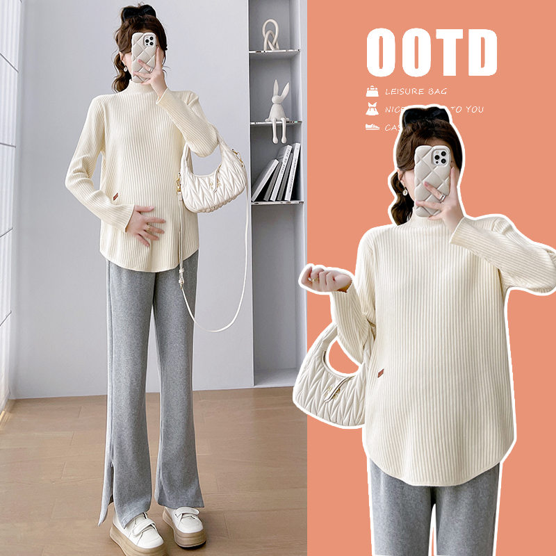 孕妇装秋装2025韩版针织毛衣春秋季百搭打底衫孕妇上衣产后哺乳衫