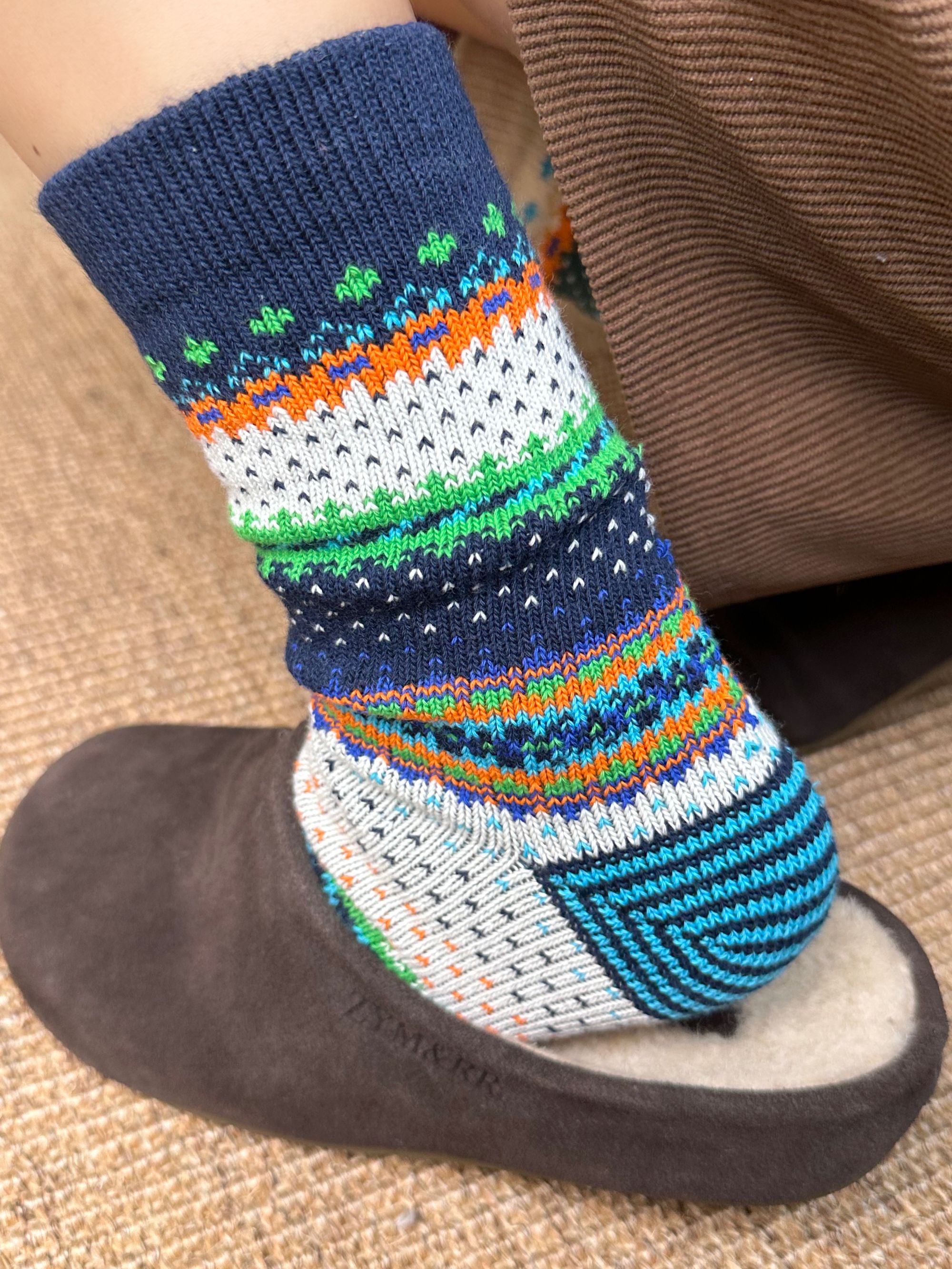 原创设计费尔岛棉袜子美式复古北欧加厚中筒袜百搭时尚情侣堆堆袜