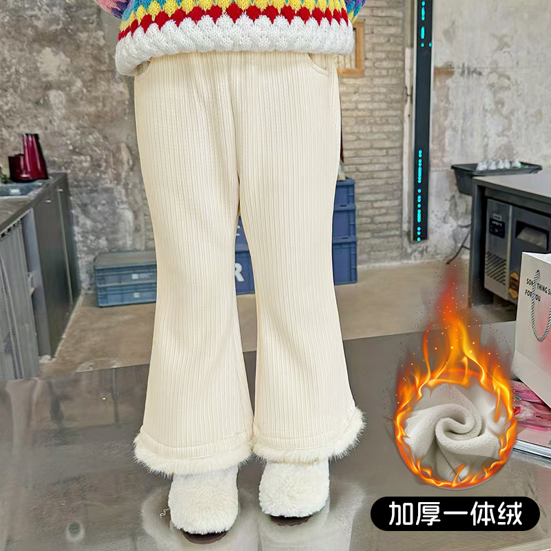 女童秋冬喇叭裤外穿洋气百搭时尚休闲裤春秋女孩加厚中小童加绒裤