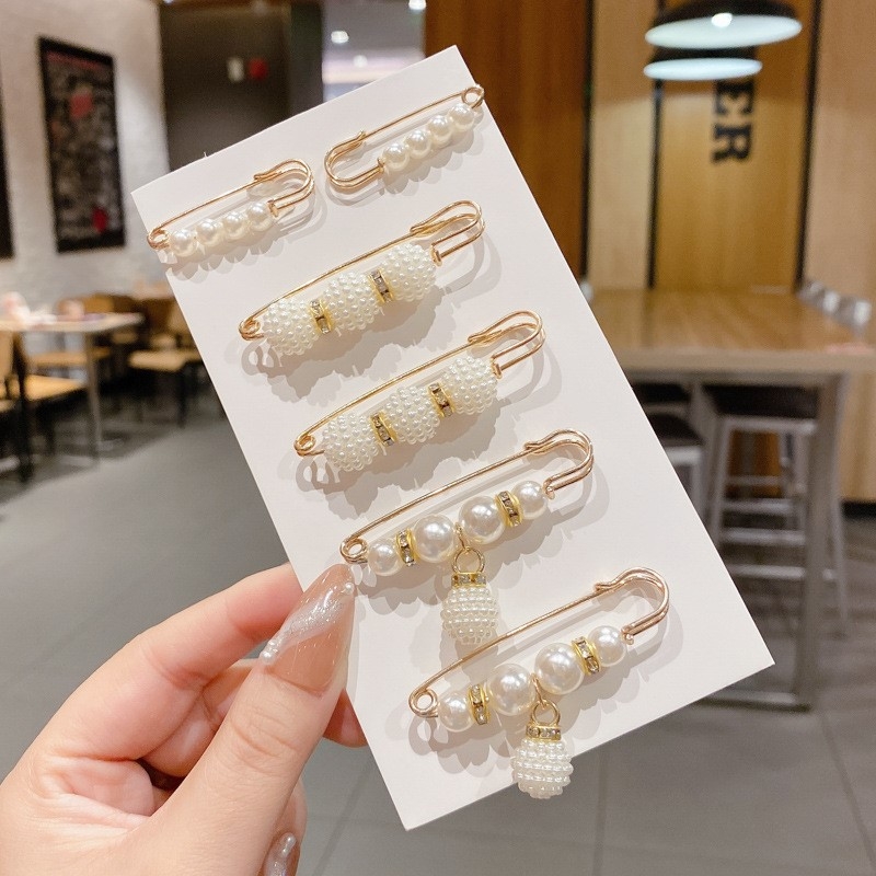 悠韵 合金胸针 防走光珍珠胸针领口小别针收腰固定裤腰改小裙子