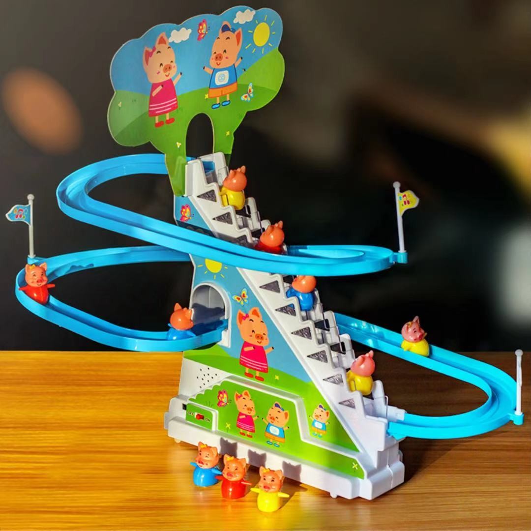 小猪爬楼梯轨道儿童玩具佩奇滑滑梯小猪上楼梯男孩女孩宝宝1-3岁