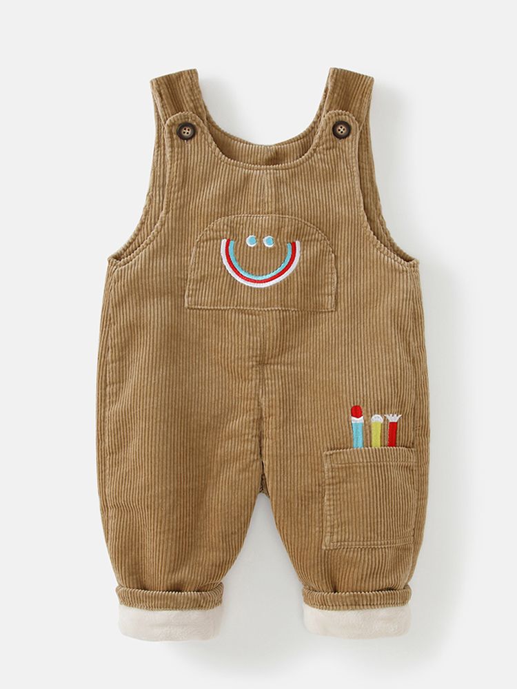 宝宝加绒背带裤冬季加厚保暖背心式1一3岁2男童男孩婴儿连衣服