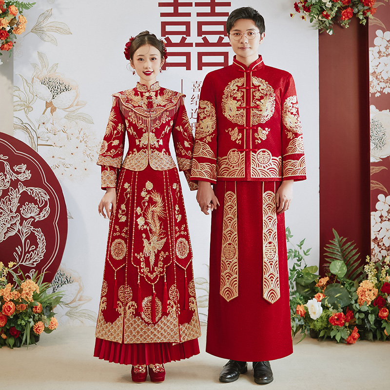 秀禾服2025新款新娘结婚礼服中式情侣敬酒服出阁大码婚服出嫁冬季