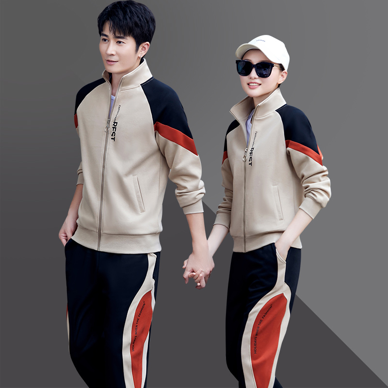 情侣运动套装男女春秋季2024新款时尚开衫长袖跑步休闲卫衣两件套