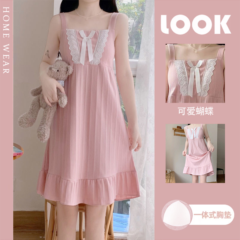 带胸垫夏季性感吊带睡衣女款网红爆款2024新款学生甜美睡裙家居服