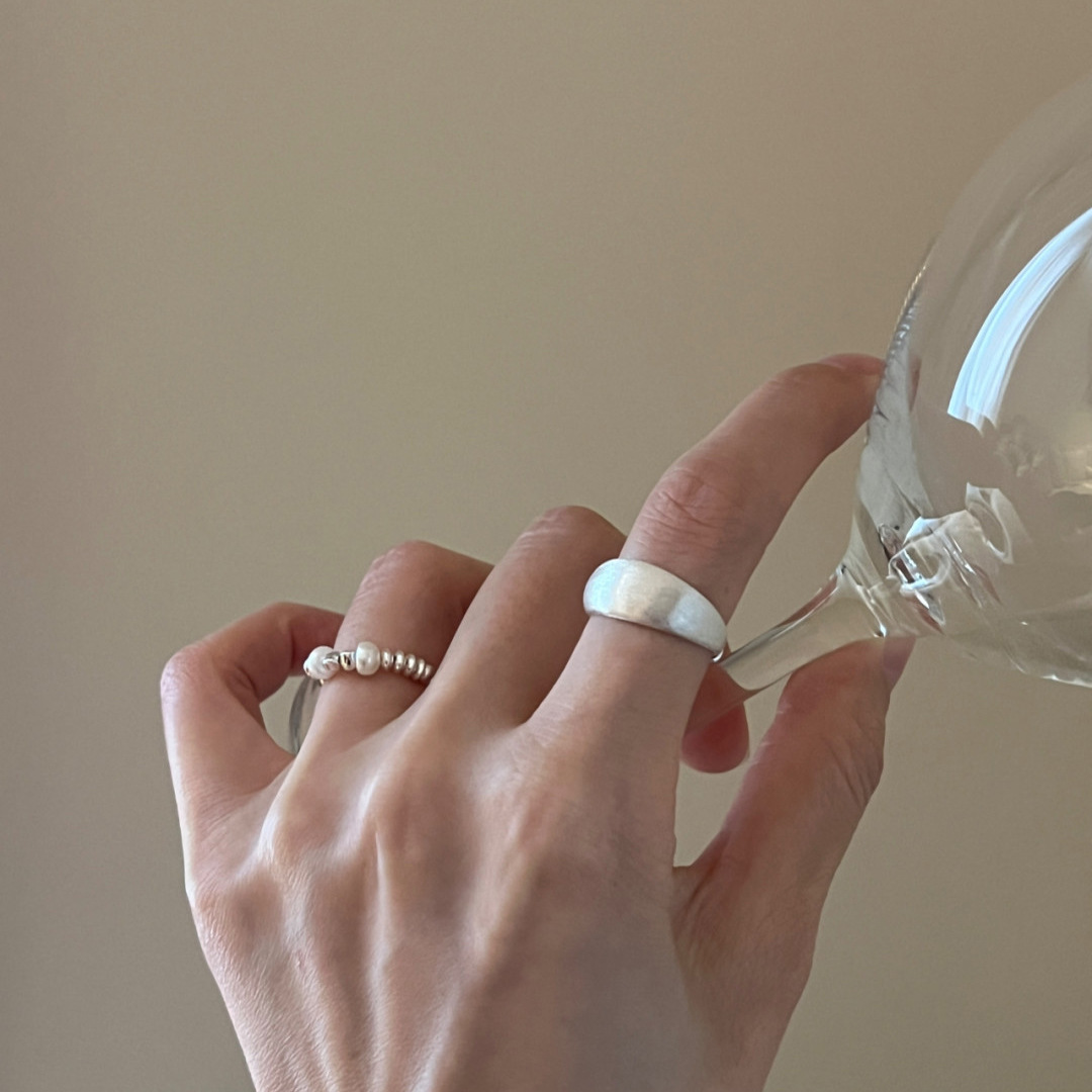 明瑜 S925纯银拉丝磨砂戒指女韩式简约小众设计高级百搭开口指环