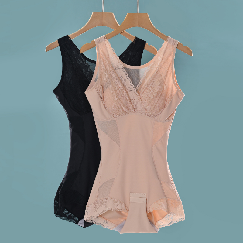 薄款连体塑身衣带胸罩一体式收腹束腰收肚子大码提臀美体束身内衣