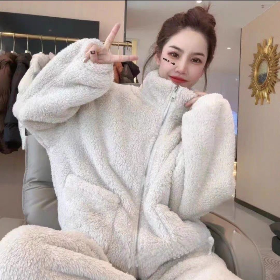 2025爆款李允珍正版双面北极绒加厚加绒保暖睡衣秋冬季家居服