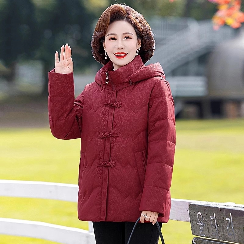 罗蒙洋气妈妈羽绒服中长款冬装中老年大码保暖老奶奶加厚宽松外套