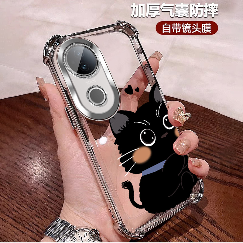 卡通猫咪适用vivos20手机壳四角防摔套S20Pro轻奢 全包镜头膜女士