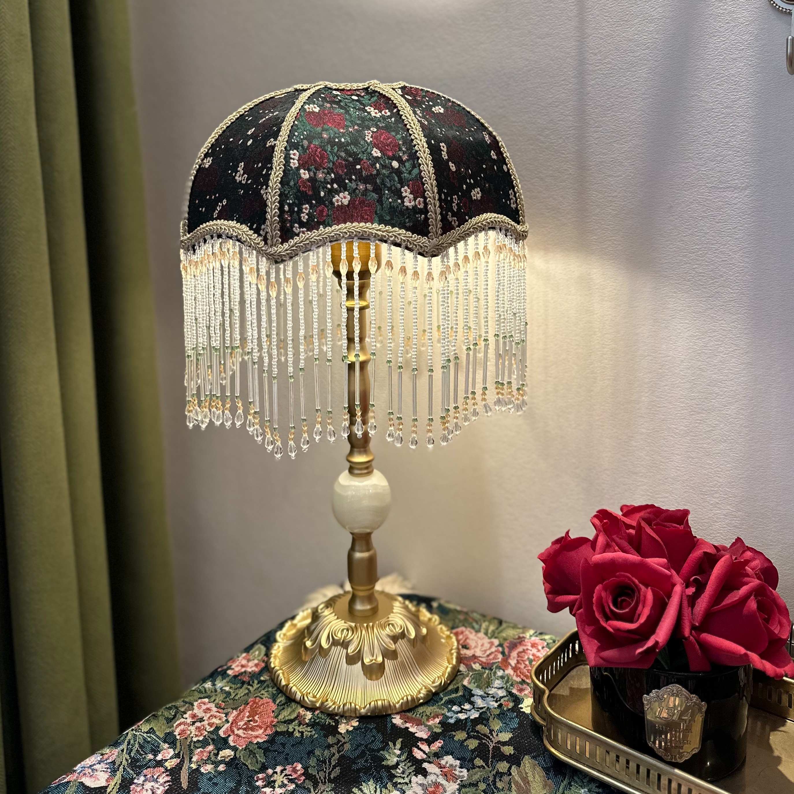 欧式帝凡尼彩色纯铜玻璃复古书房酒吧咖啡厅家用结婚卧室床头台灯