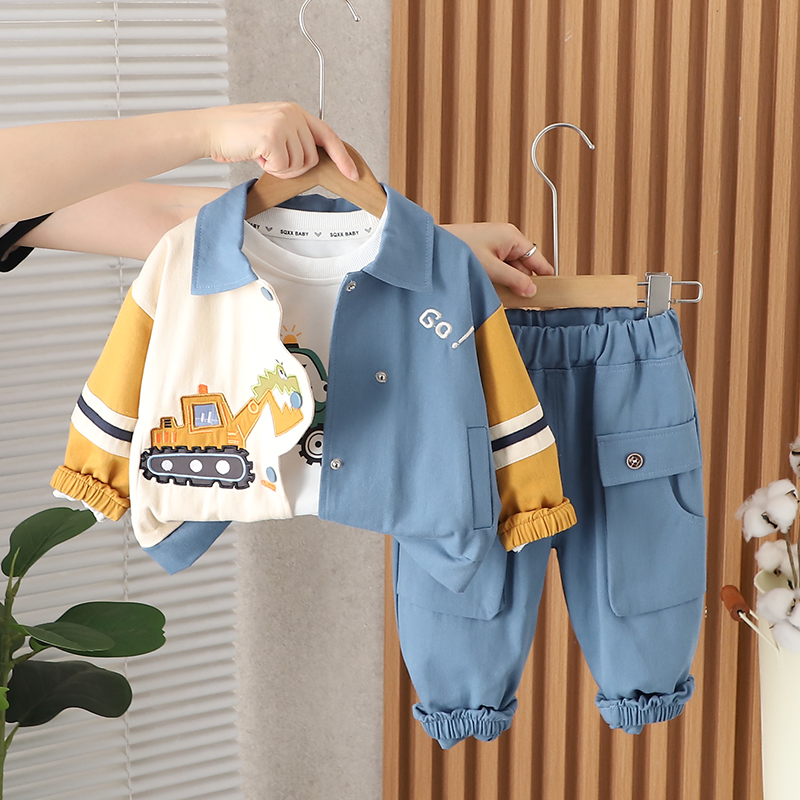 男童春秋季套装新款洋气男宝宝秋装长袖三件套1-3岁5小童婴儿童装