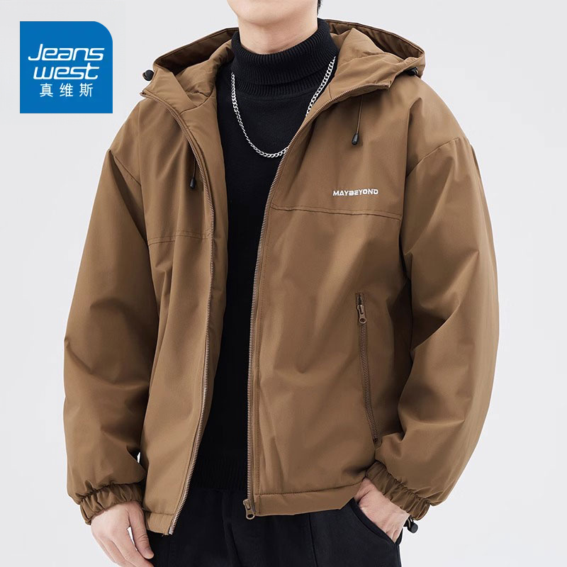 真维斯棉衣外套男冬季上衣加厚防风连帽保暖美式休闲宽松户外棉服