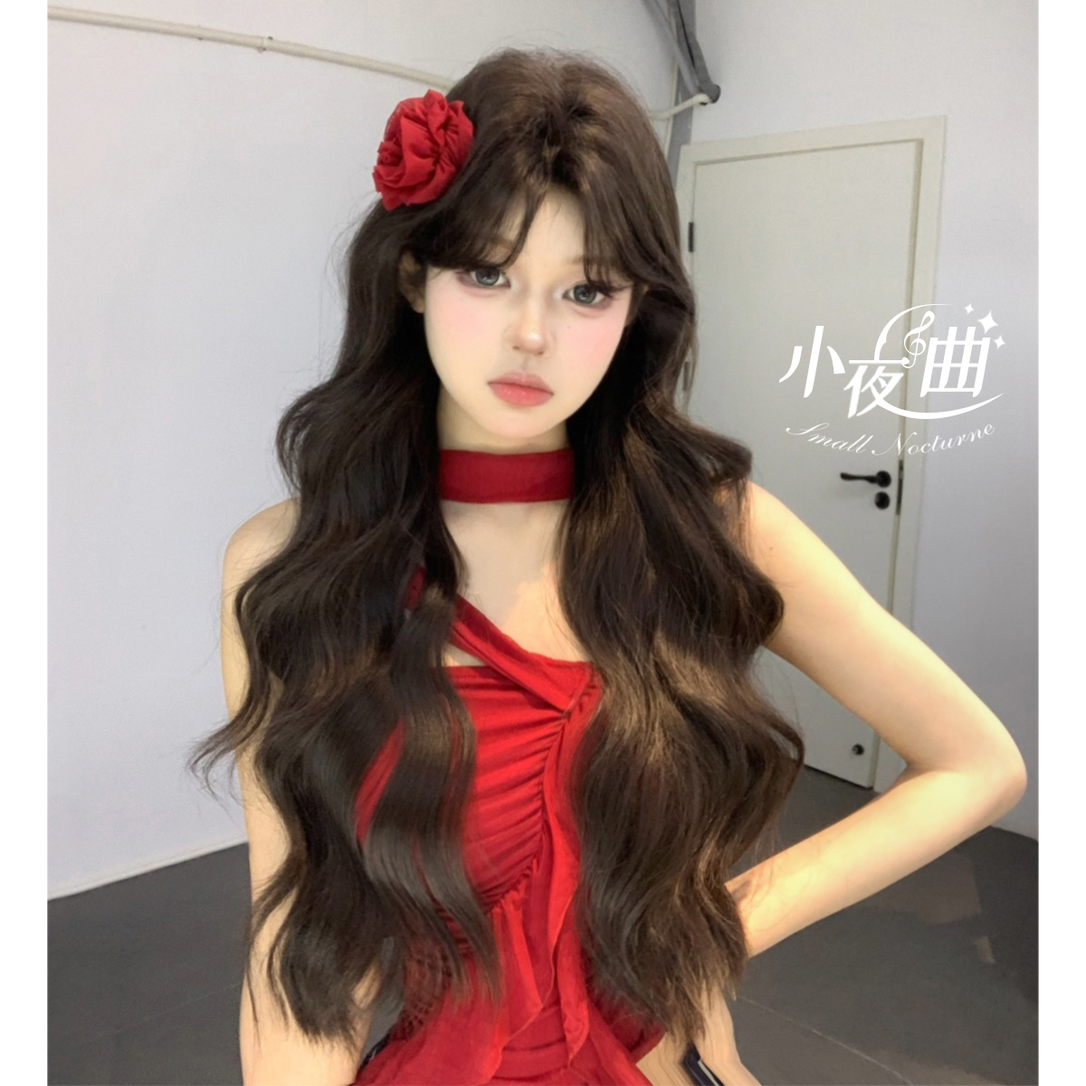 【小夜曲】 束朵假发女波浪卷自然气质日常lolita逼真甜美全头套