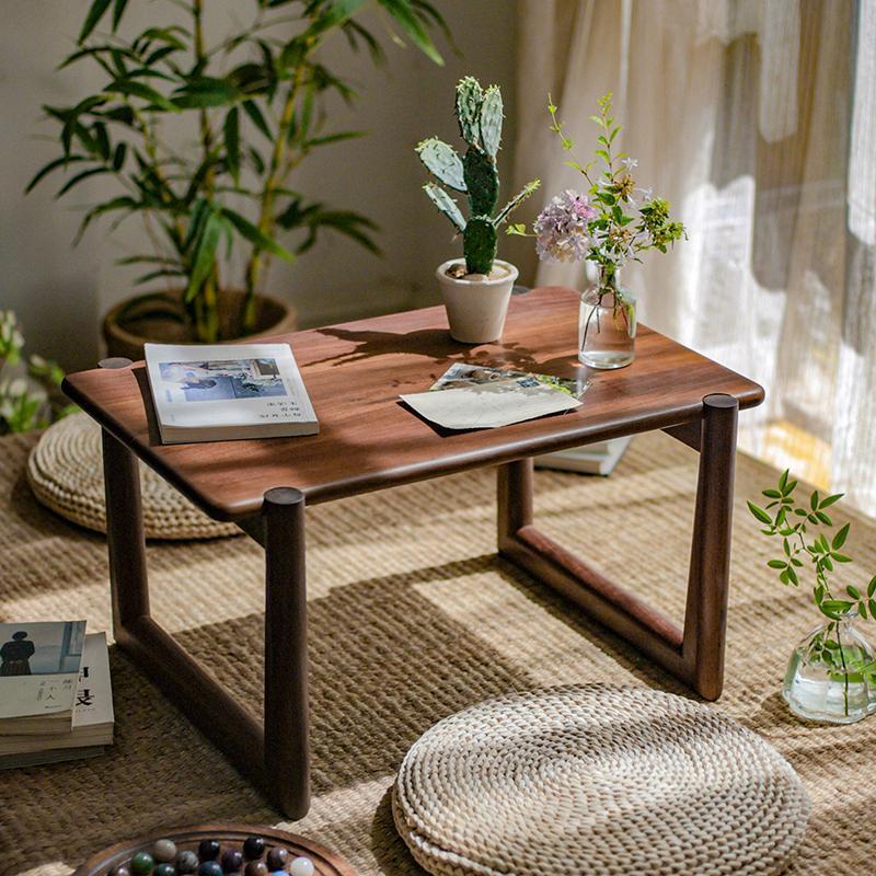 檀木榻榻米茶几日式飘窗小桌子禅意茶桌实木阳台矮桌炕桌炕几家用