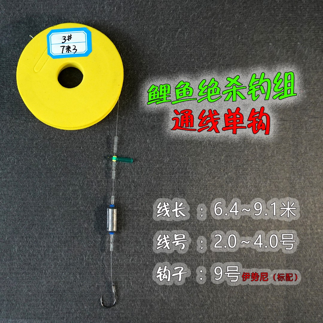 野钓鲤鱼绝杀线逗钓新手免调漂通线单钩钓组线组可手竿逗钓线组