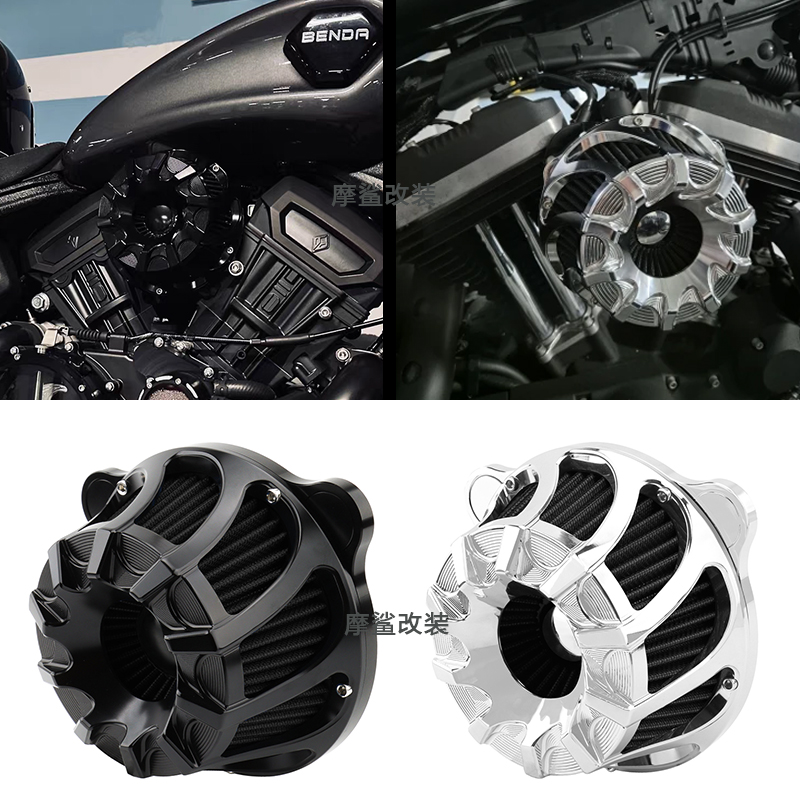 奔达黑旗500改装进气大空滤复古空滤黑化改装件黑旗500空滤左右用