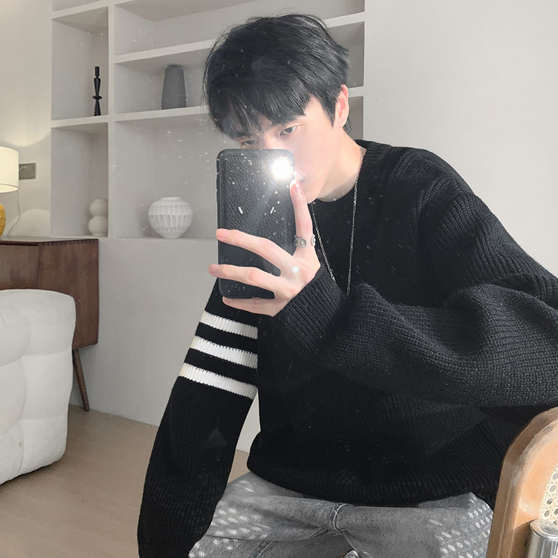 好看毛衣男生秋冬款宽松慵懒风高级感日系复古保暖内搭打底针织衫