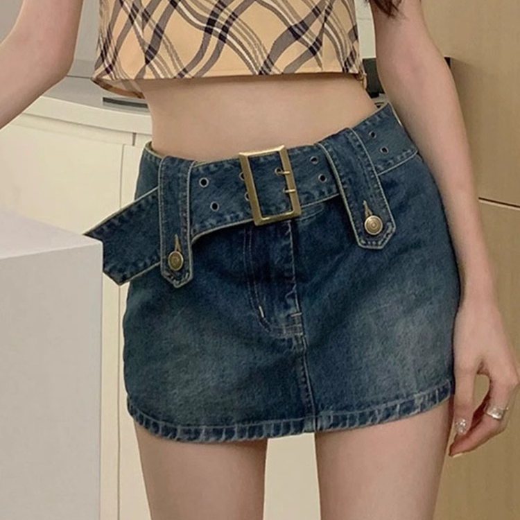 大码半身裙女新款高腰显瘦牛仔辣妹超短裙A字包臀裙裙裤2025风
