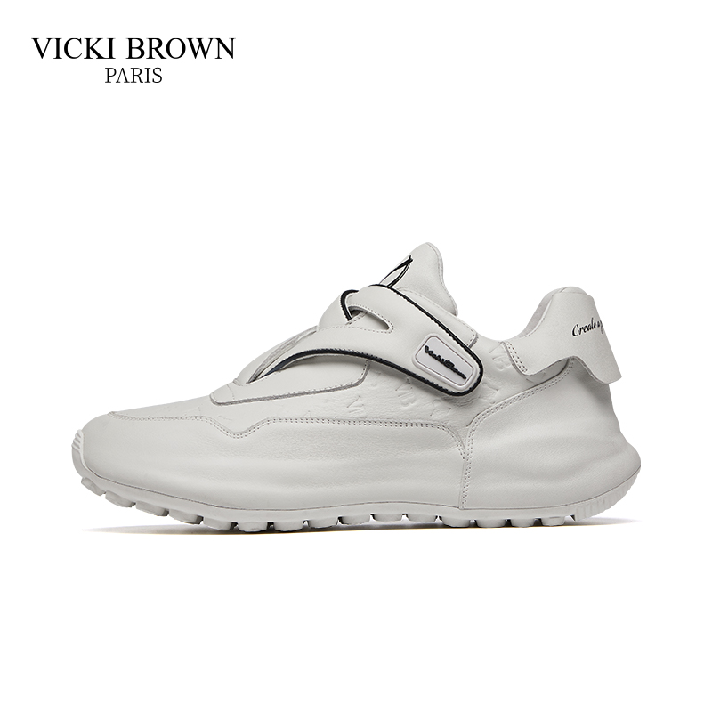 VICKI BROWN男士白色舒适时尚休闲夏季男款潮牌拼色软底运动鞋