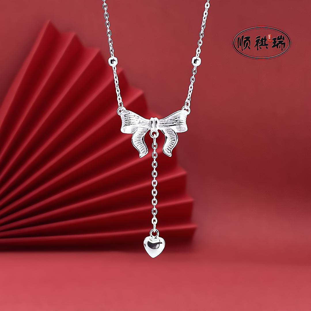 坠链均足银 在逃公主流苏蝴蝶结项链 小众轻奢纯银项链送女友礼物