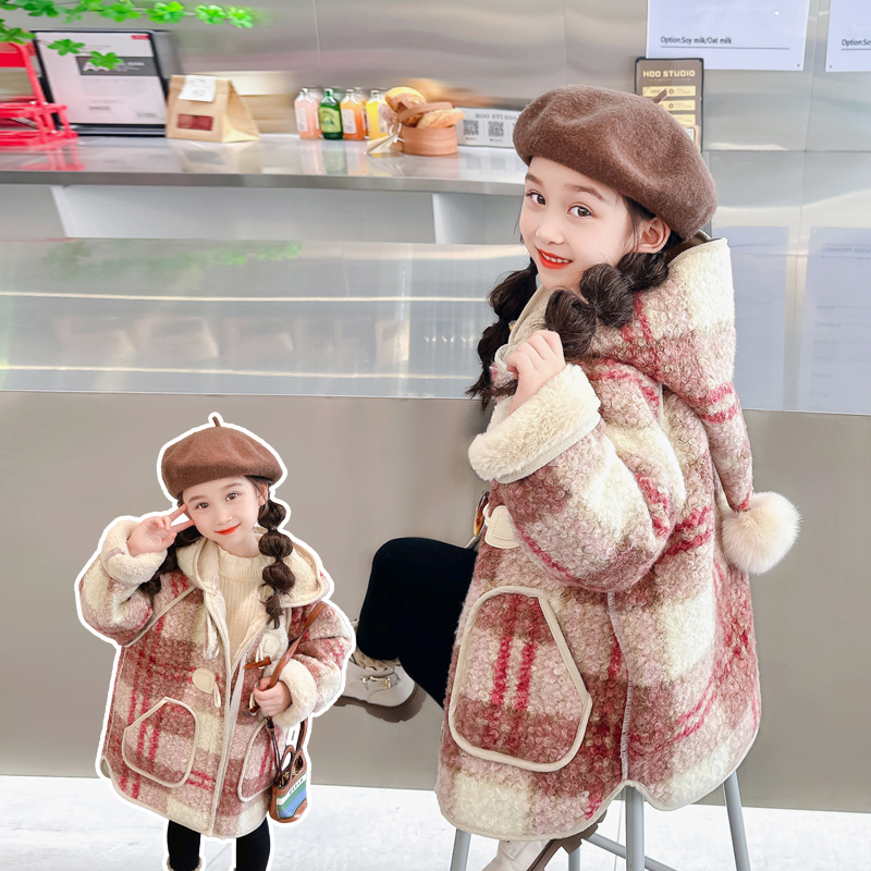 女童冬装外套加厚加绒大衣洋气韩版儿童大衣童装女童加厚儿童外套