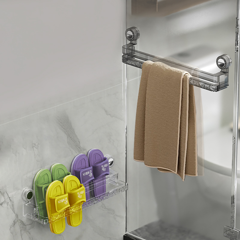 【佳立方】水波纹双层吸盘拖鞋架免打孔壁挂卫生间厕所鞋子收纳架