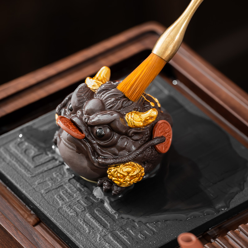新款精品手工旋转金蟾貔貅茶宠摆件可养茶桌茶台摆件茶玩装饰摆件