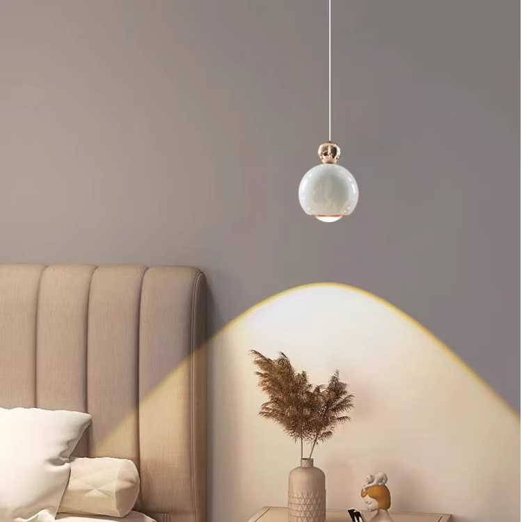 高级感主卧床头可升降触摸开关吊线灯长线小吊灯现代简约奶油风