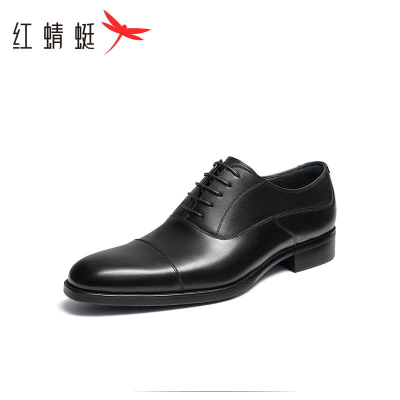 红蜻蜓商务正装皮鞋春秋新款男鞋真皮透气男士皮鞋结婚新郎鞋牛皮