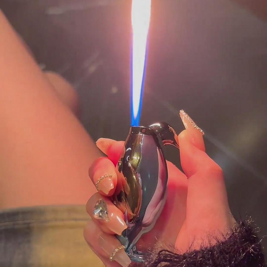 (百变火机）迷你企鹅模型明火可充气打火机创意个性工艺品摆件