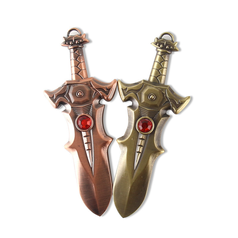 (百变火机） 倚天剑屠龙刀造型绿火金属防风可充气打火机创意炫酷