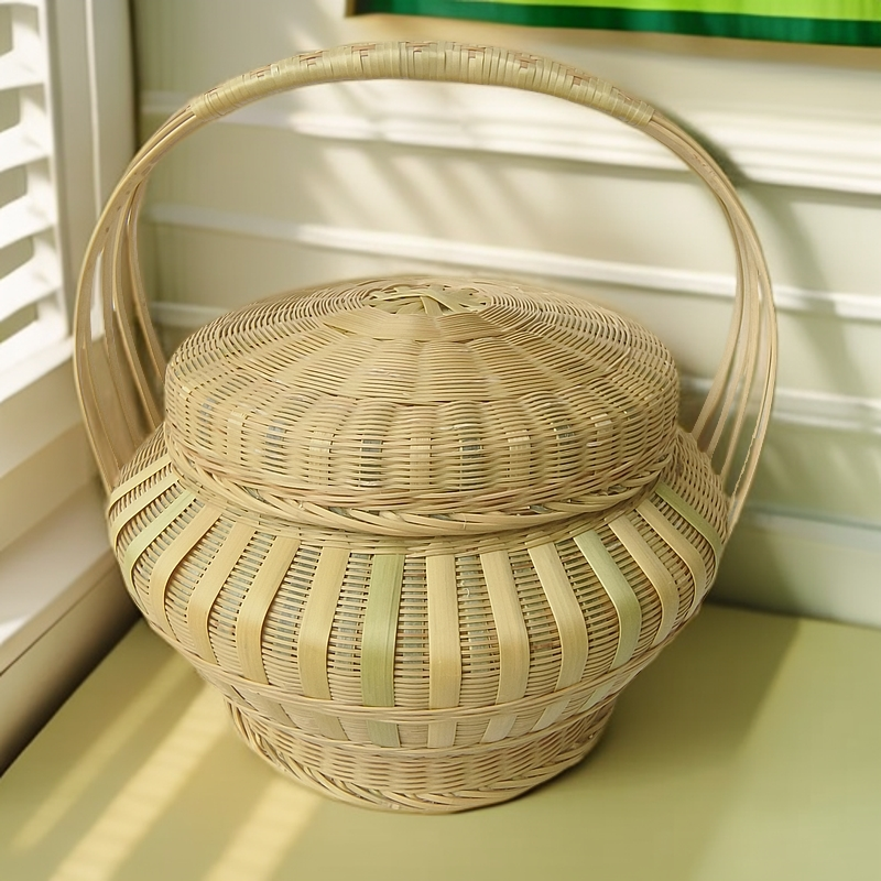 非遗竹编精编手提篮鸡蛋篮口径25厘米深16厘米