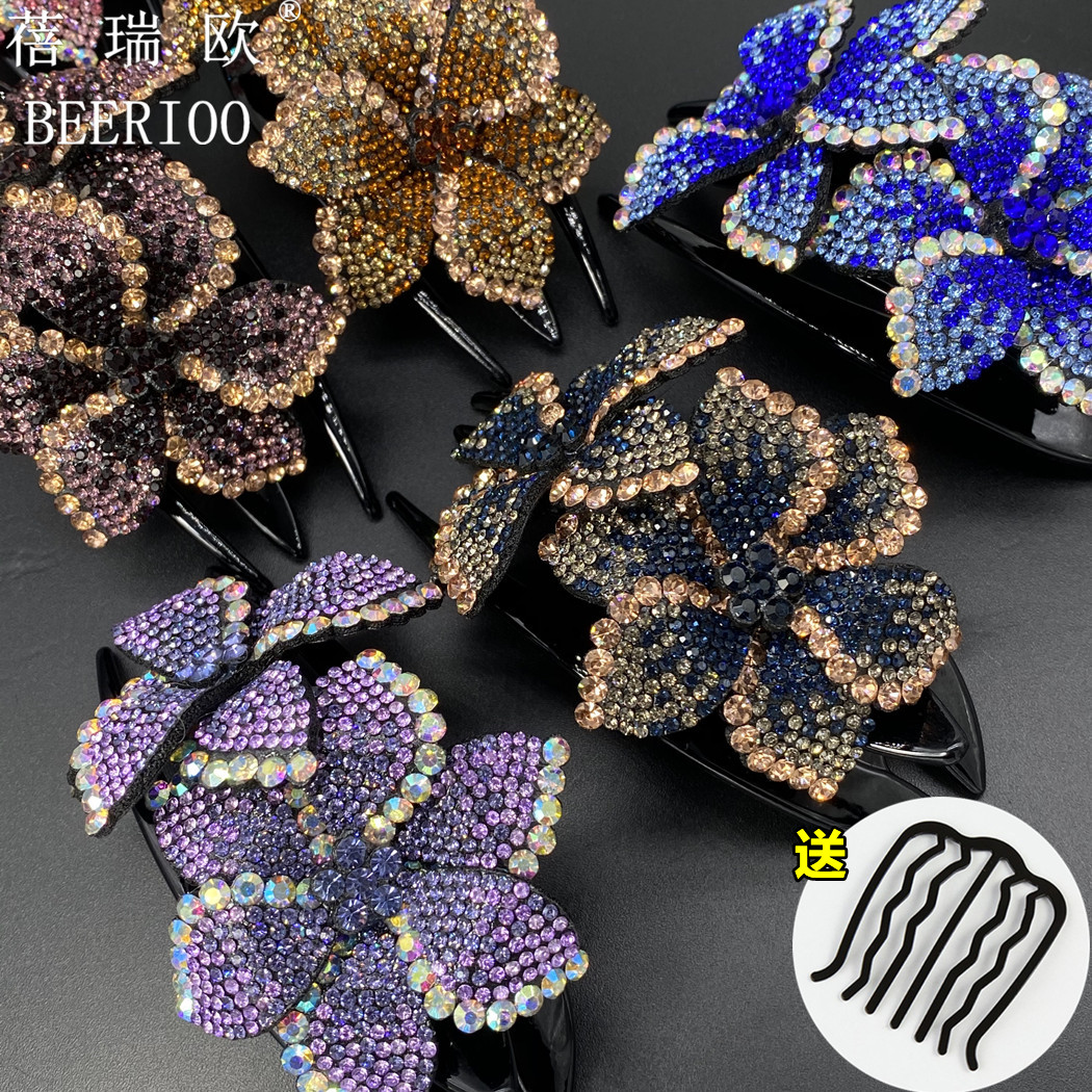 2025夏季新款韩版百合花燕尾夹气质优雅妈妈抓夹发饰