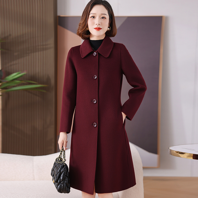 时尚羊毛大衣女双面呢外套中年妈妈秋冬2025年新款高端气质双面绒