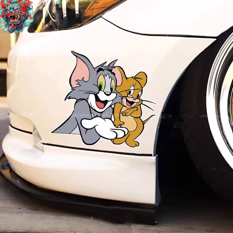 猫和老鼠汽车划痕遮挡贴画车贴电动车装饰贴纸汤姆猫可爱创意个性