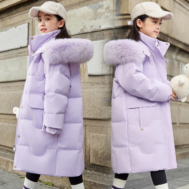 2024新款儿童羽绒服女童中长款加厚韩版洋气中大童女孩保暖冬装潮