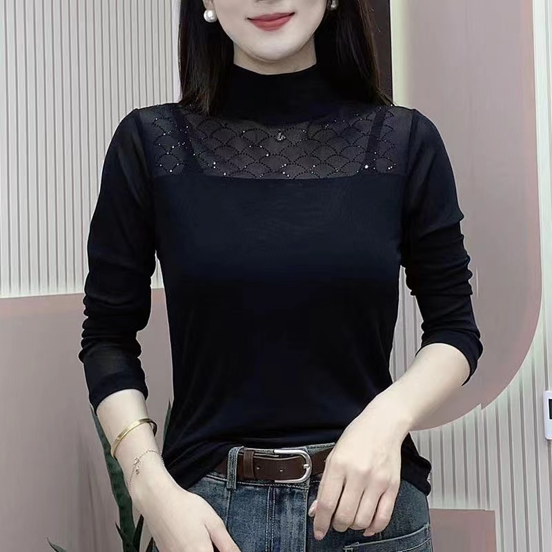 Y142春秋冬新款半高领女士纯色显瘦高弹力打底衫百搭保暖小衫女