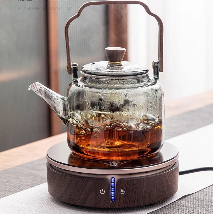 玻璃煮茶壶轻奢电陶炉烧水壶蒸茶壶耐高温提梁壶明火围炉煮茶茶壶