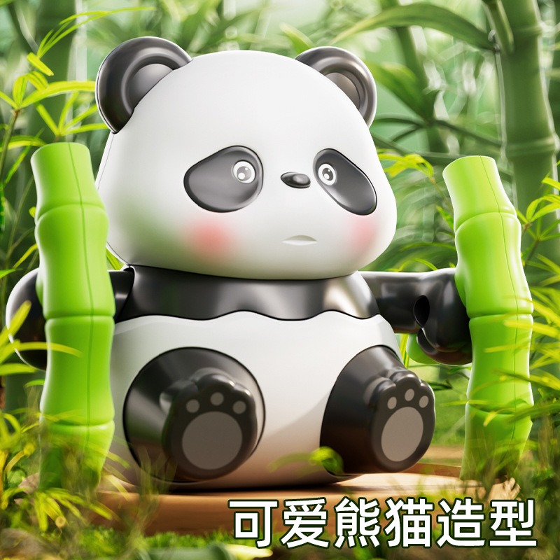 婴儿发条熊猫翻滚玩具早教学爬练抬头益智儿童上链趣味仿真玩具