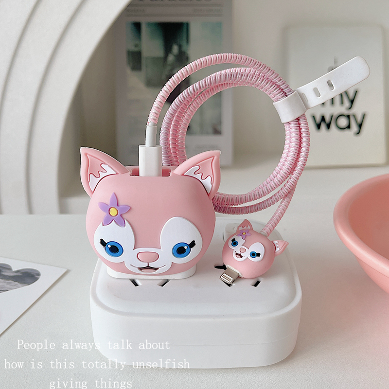 可爱卡通充电器保护套专用于苹果12/13数据线保护套缠绕绳绕线器