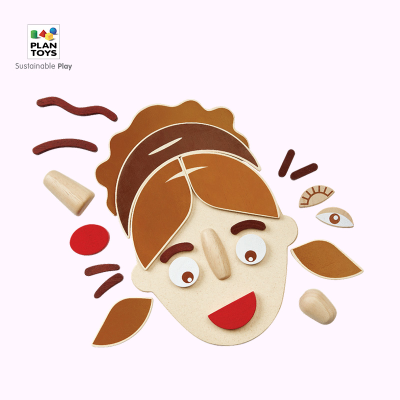 plantoys木制五官拼图益智儿童玩具游戏拼图开放互动宝宝礼物