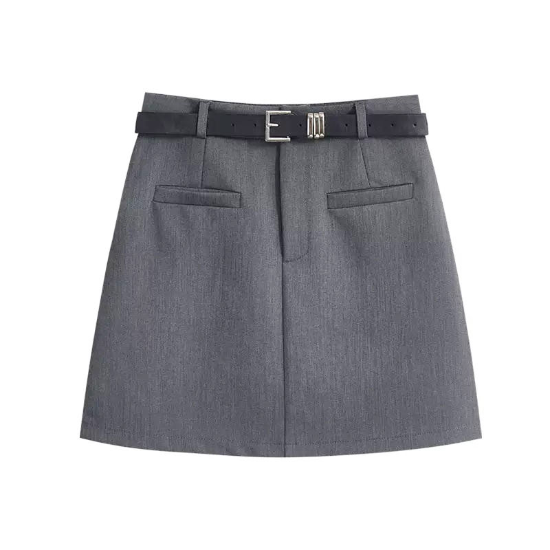 高级感灰色高腰休闲西装裙女春夏季百搭显瘦半身裙A字黑色防走光