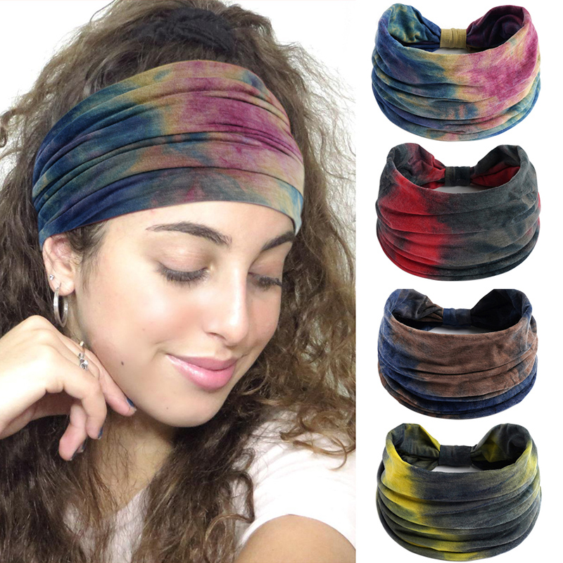 宽边瑜伽运动发带女遮白发复古头套压发洗脸发箍吸汗弹力头带发饰