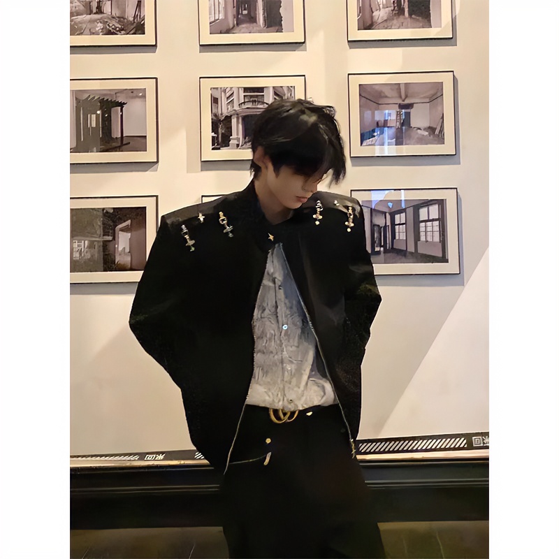 正肩短款西装外套男春秋季高级感飞机扣设计小众痞帅cleanfit夹克