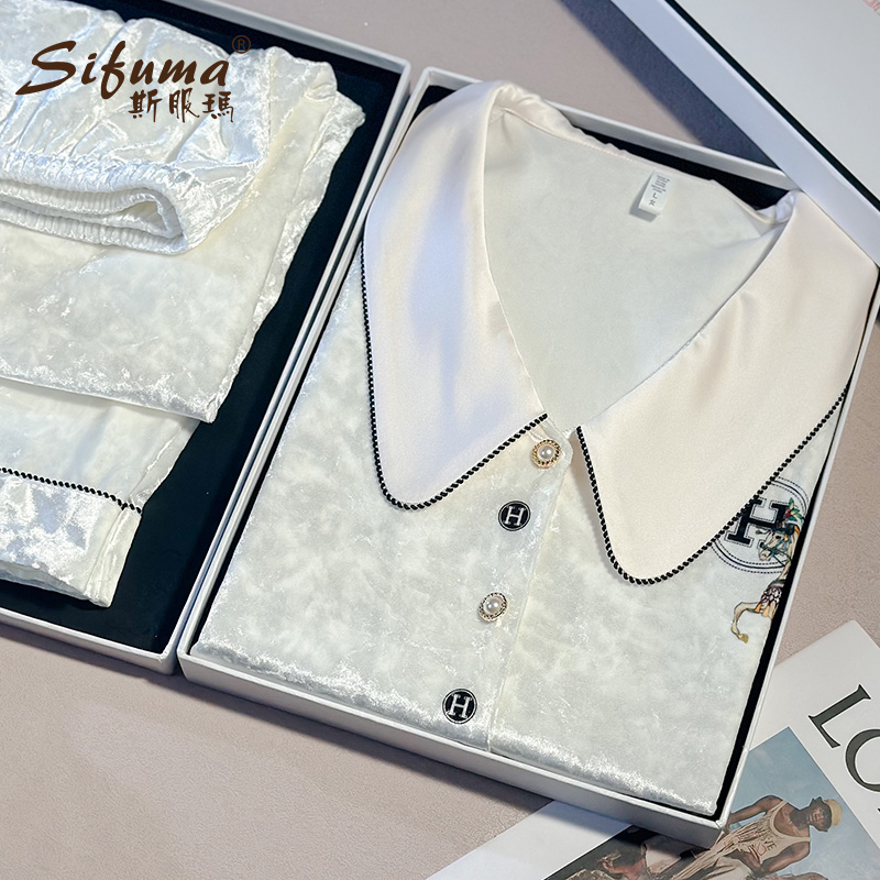 Sifuma/斯服玛《H》秋冬睡衣女外出洋气出门款金丝绒长袖套装可外穿